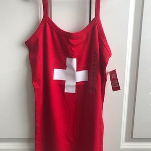 NWT Swiss/Switzerland Flag Spaghetti Strap Tank